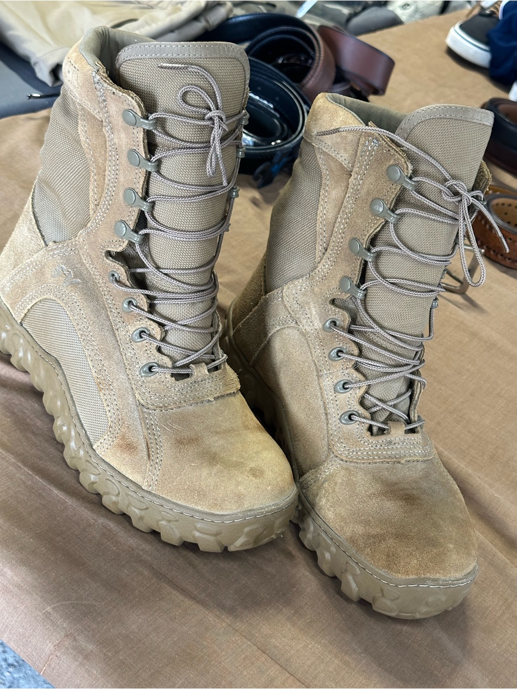 Calvin Klein Tan Suede Tactical Boots